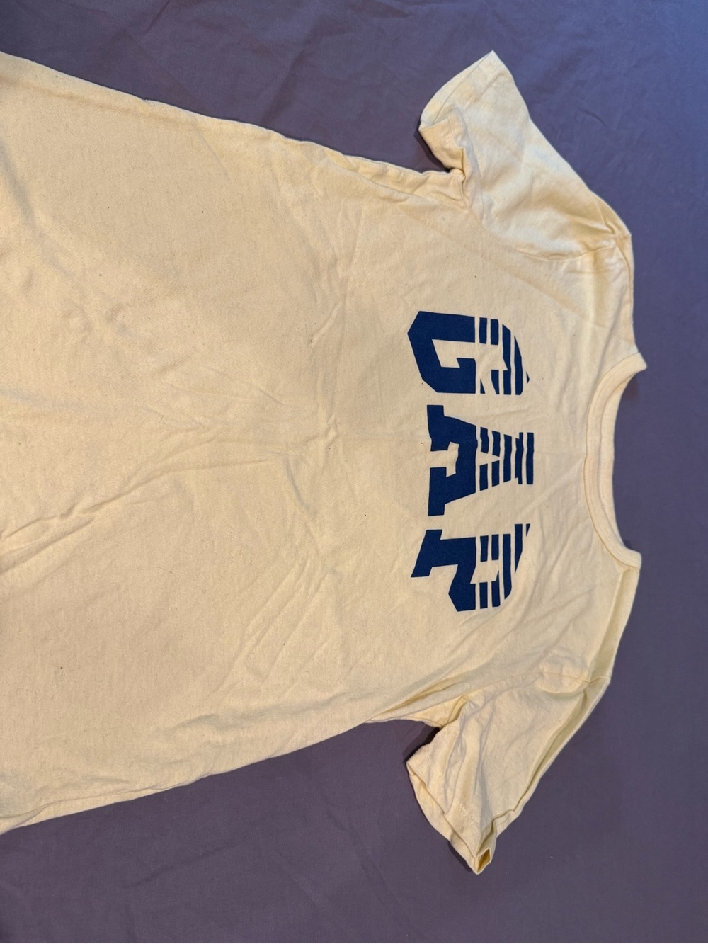 Yellow Gap T shirt with blue logo